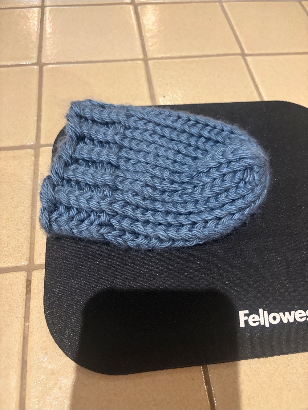 Kids Blue Hand-Knit Beanie Hat